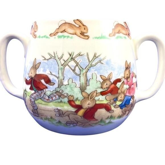 Royal Doulton Lot of Childs Tableware Bunnykins with Plate Bowl 2 Handle Cup - Picture 13 of 16